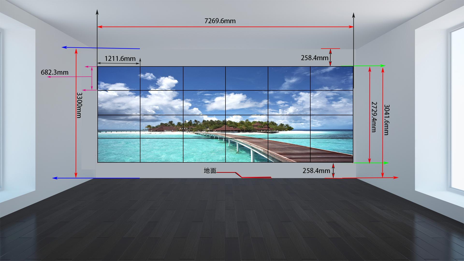 4x6 0.88mm拼缝55寸拼接屏显示效果